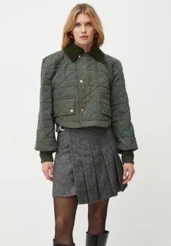 Patou geaca din amestec de lana culoarea verde, de tranzitie, oversize, OU0270188 imagine