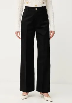 Patou pantaloni de bumbac culoarea negru, drept, high waist, TR0020074 imagine