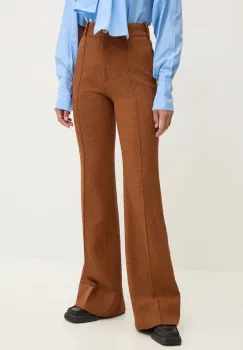 Patou pantaloni de lana culoarea portocaliu, evazati, high waist, TR0420185 imagine