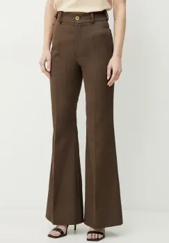 Patou pantaloni femei, culoarea maro, evazati, high waist, TR0420074 imagine