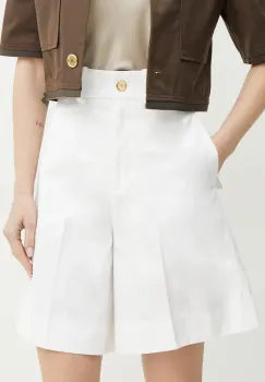 Patou pantaloni scurti din bumbac femei, culoarea alb, neted, high waist, TR0480074 imagine