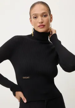 Patou pulover de lana femei, culoarea negru, cu guler, KN1848009 imagine