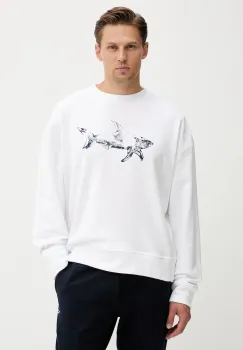 Paul&Shark hanorac de bumbac Knitwear culoarea alb, cu imprimeu, 15311848 imagine