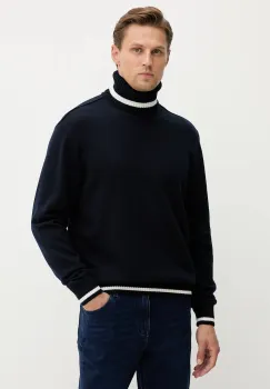 Paul&Shark pulover de lana culoarea bleumarin, light, cu guler, 15311088 imagine