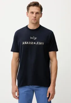 Paul&Shark tricou din bumbac Knitwear culoarea albastru marin, cu imprimeu, 99311007 imagine