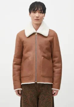 Paul Smith geaca de piele reversibila culoarea maro, de tranzitie, oversize, M1R-079Z-N02447 imagine
