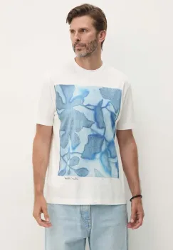 Paul Smith tricou din bumbac barbati, culoarea alb, cu imprimeu, M1R-919T-NP4739 imagine