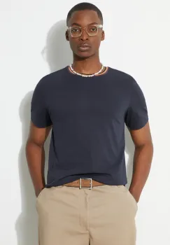 Paul Smith tricou din bumbac barbati, culoarea albastru marin, neted, M1R-697PS-H00084 imagine