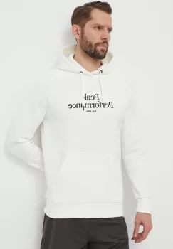 Peak Performance bluza barbati, culoarea alb, cu gluga, cu imprimeu imagine