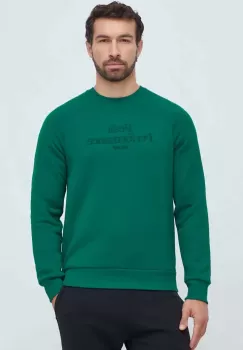 Peak Performance bluza barbati, culoarea verde, cu gluga, neted imagine