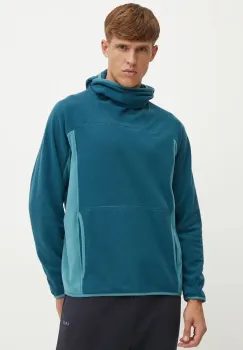 Peak Performance bluza Treeline Fleece barbati, culoarea turcoaz, cu gluga, modelator, G79917 imagine