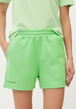 Peak Performance pantaloni scurti culoarea alb, neted, high waist imagine
