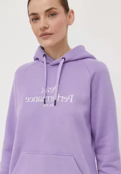 Peak Performance pantaloni scurti femei, culoarea violet, neted, high waist imagine