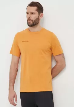 Peak Performance tricou din bumbac barbati, culoarea portocaliu, neted imagine