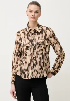 Pedro del Hierro camasa din bumbac femei, culoarea bej, cu guler clasic, regular, 6639072 imagine