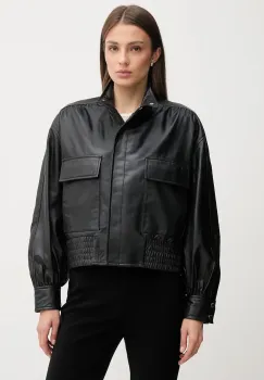 Pedro del Hierro geaca de piele culoarea negru, de tranzitie, oversize, 5492124 imagine
