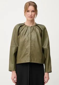 Pedro del Hierro geaca ramones de piele culoarea verde, de tranzitie, 5499141 imagine