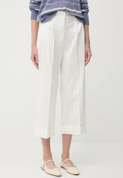 Pedro del Hierro pantaloni culoarea bej, drept, high waist, 7609767 imagine