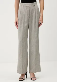 Pedro del Hierro pantaloni culoarea bej, lat, high waist, 7602530 imagine
