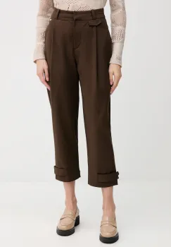 Pedro del Hierro pantaloni culoarea maro, fason chinos, high waist, 7602505 imagine