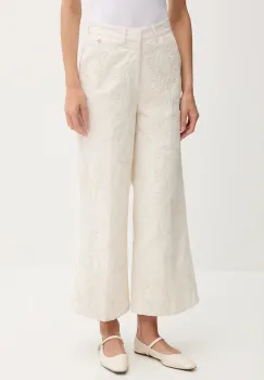 Pedro del Hierro pantaloni de bumbac culoarea bej, lat, high waist, 7609785 imagine