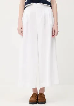 Pedro del Hierro pantaloni din in culoarea alb, lat, high waist, 7609786 imagine
