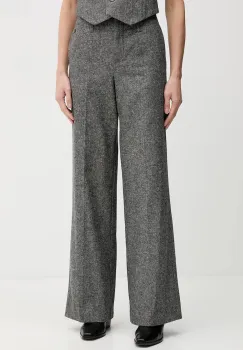 Pedro del Hierro pantaloni din lana culoarea gri, drept, high waist, 7602535 imagine