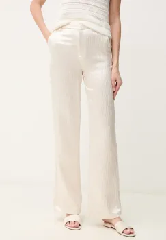 Pedro del Hierro pantaloni femei, culoarea bej, drept, high waist, 7609756 imagine