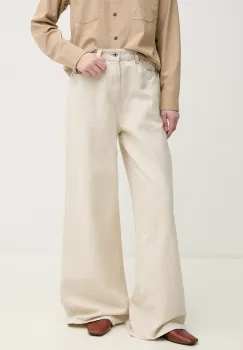 Pepe Jeans blugi din amestec de in WIDE LEG JEANS UHW JAIMY femei, culoarea bej, PL204740TC9 imagine