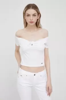 Pepe Jeans bluza Beth femei, culoarea alb, neted imagine