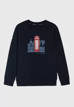 Pepe Jeans bluza copii culoarea albastru marin, cu imprimeu imagine