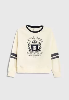 Pepe Jeans bluza copii culoarea bej, cu imprimeu imagine