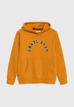 Pepe Jeans bluza copii culoarea portocaliu, cu gluga, cu imprimeu imagine