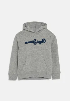 Pepe Jeans bluza copii NEW LAMONTY HOODIE culoarea gri, cu gluga, melanj, PB581614 imagine