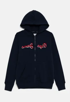 Pepe Jeans bluza copii NEW LAMONTY ZIP culoarea albastru marin, cu gluga, melanj, PB581612 imagine