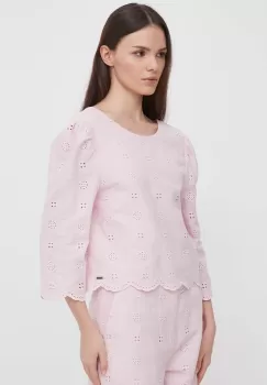 Pepe Jeans bluza din in culoarea roz, neted imagine