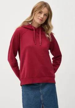 Pepe Jeans bluza FELICITY HOODIE femei, culoarea rosu, cu gluga, neted, PL581462 imagine