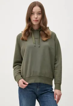 Pepe Jeans bluza FELICITY HOODIE femei, culoarea verde, cu gluga, neted, PL581462 imagine