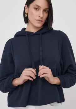Pepe Jeans bluza femei, culoarea albastru marin, cu gluga, neted imagine