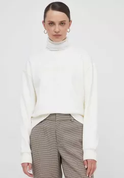 Pepe Jeans bluza femei, culoarea bej, cu imprimeu imagine