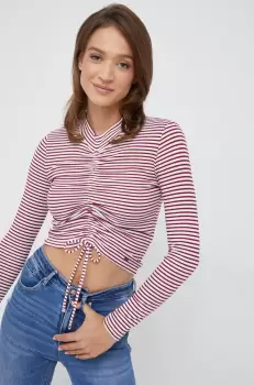 Pepe Jeans bluza femei, culoarea bordo, modelator imagine