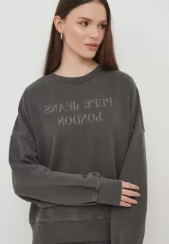 Pepe Jeans bluza femei, culoarea gri, cu imprimeu imagine