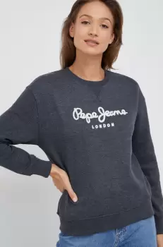 Pepe Jeans bluza femei, culoarea gri, cu imprimeu imagine