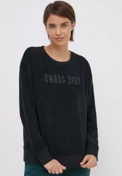Pepe Jeans bluza femei, culoarea negru, cu imprimeu imagine