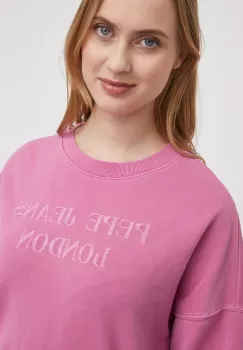Pepe Jeans bluza femei, culoarea roz, cu imprimeu imagine