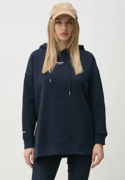 Pepe Jeans bluza FERGIE femei, culoarea albastru marin, cu gluga, cu imprimeu, PL581455 imagine