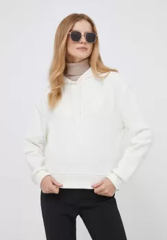 Pepe Jeans bluza Nanette femei, culoarea bej, cu gluga, cu imprimeu imagine