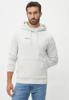 Pepe Jeans bluza SAM HOODIE barbati, culoarea gri, cu gluga, cu imprimeu, PM582700 imagine