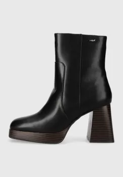 Pepe Jeans botine ABBA WOOD femei, culoarea negru, cu toc drept, PLS50494 imagine