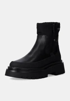 Pepe Jeans botine PLS50528 femei, culoarea negru, cu toc plat, QUEEN CHELSEA imagine